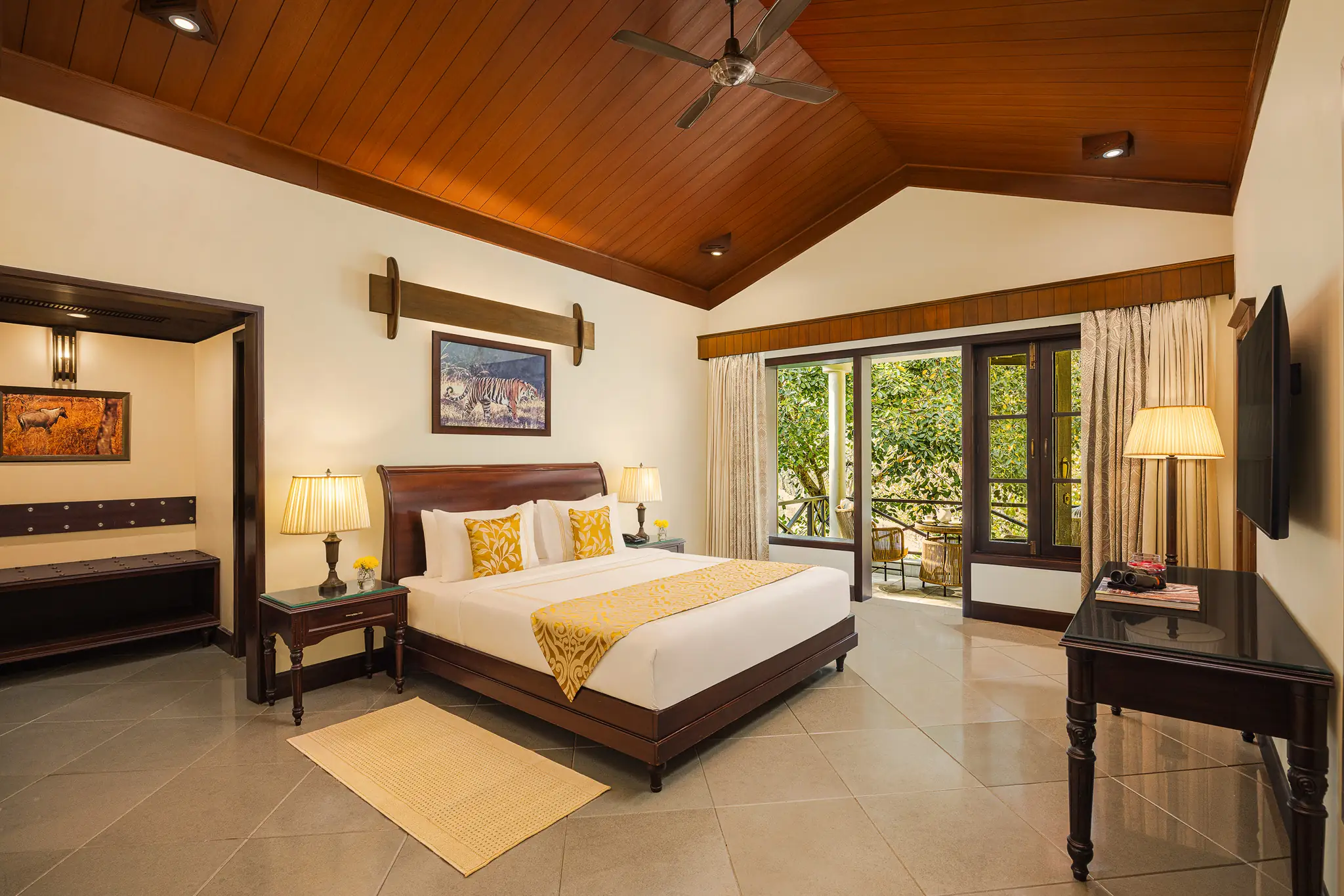 Aahana room interiors overlooking forest