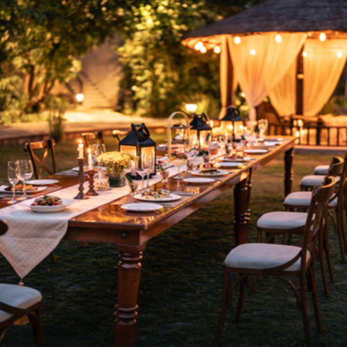 outdoor dining experience at aahana
