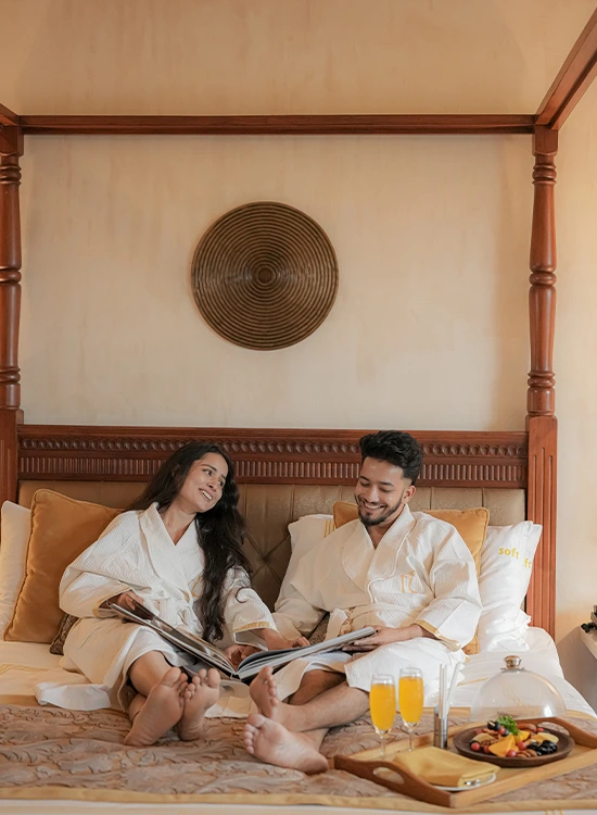 Breakfast in bed at Aahana resort