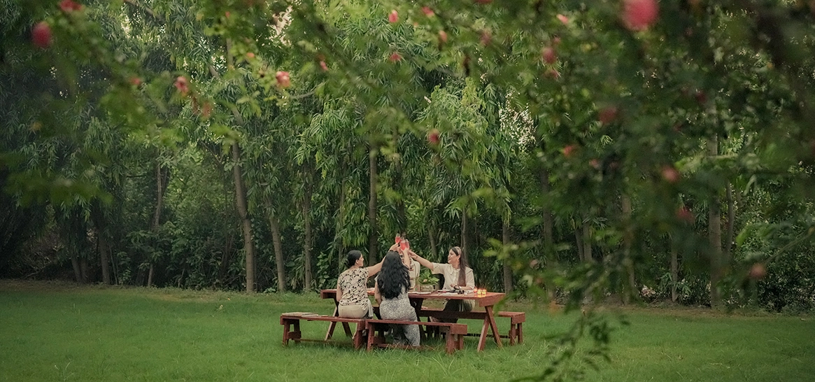 Outdoor dining in aahana's lawn